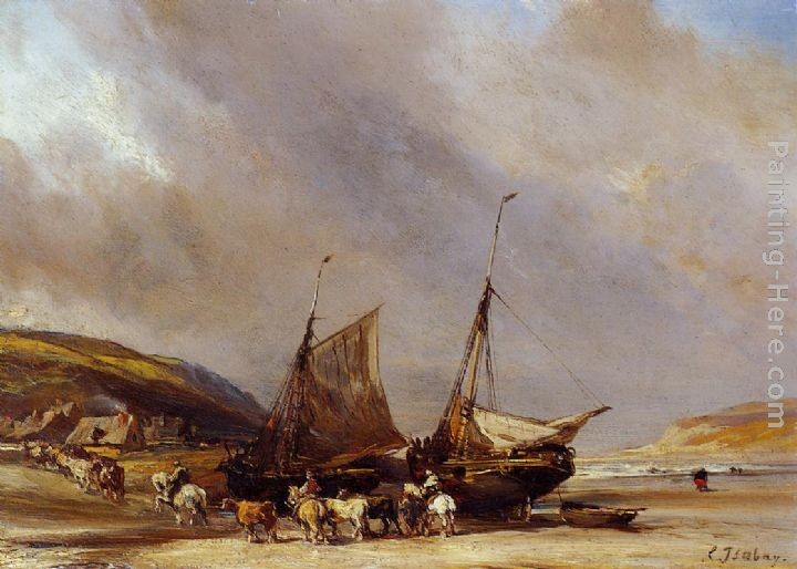 Eugene Isabey Riders on the Beach with Ship